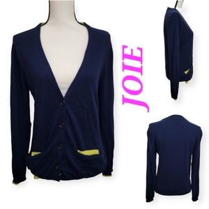 JOIE CASHMERE/WOOL MIX/BLEND BUTTON DOWN LONG SLEEVES CARDIGAN WITH POCKETS